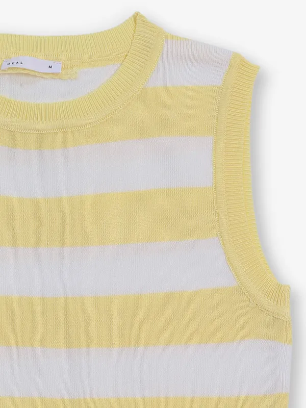 DEAL stripped yellow and white cotton t-shirt