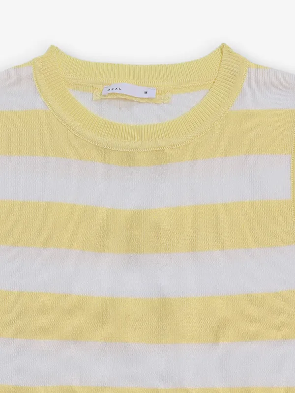 DEAL stripped yellow and white cotton t-shirt