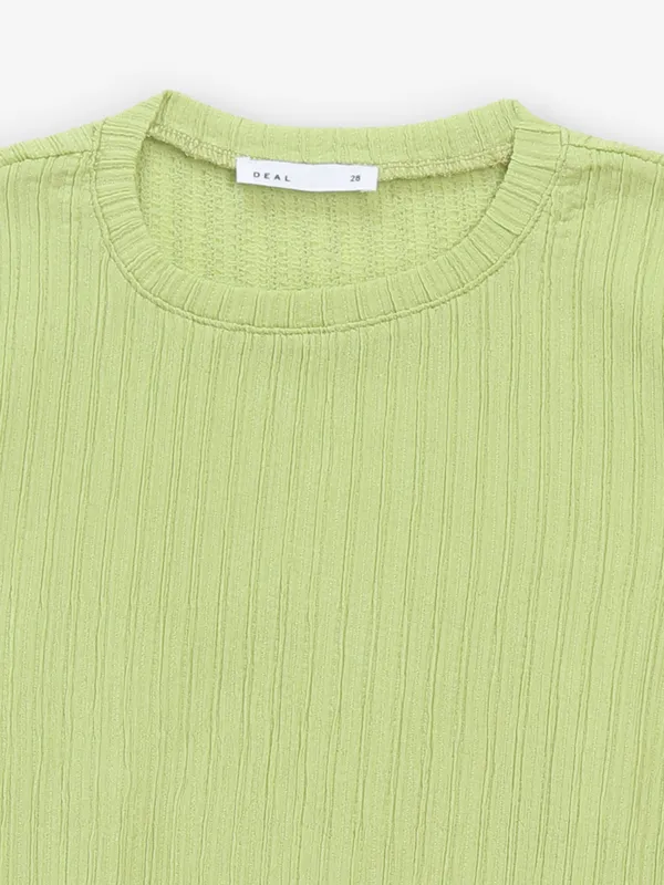 DEAL textured cotton pista green top