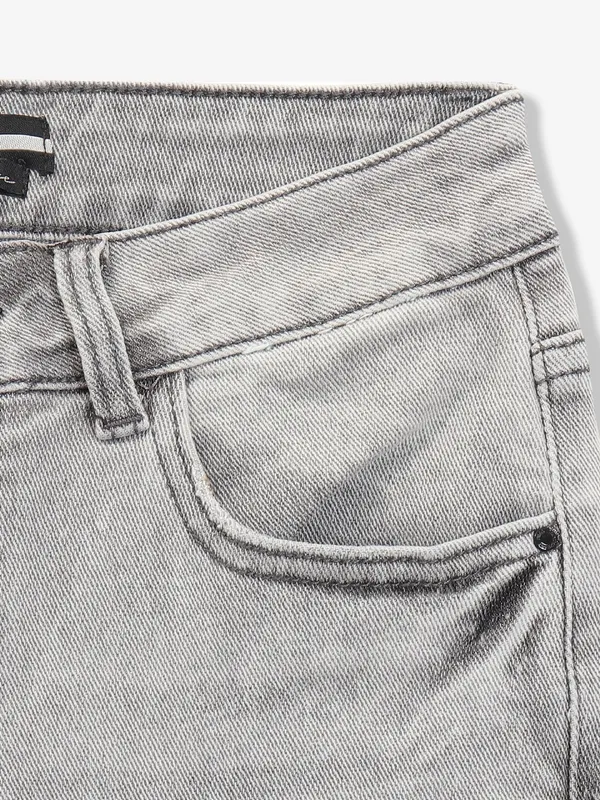 DEAL washed and ripped light grey crop jeans