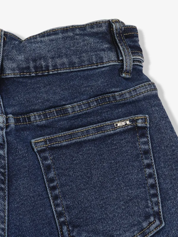 DEAL washed dark blue wide leg jeans
