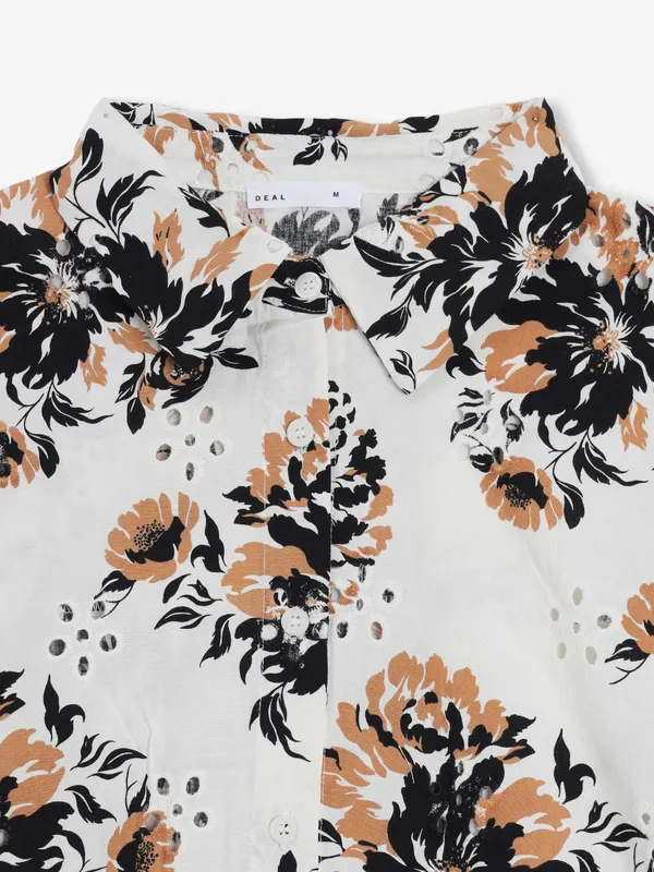 DEAL white and green printed cotton top