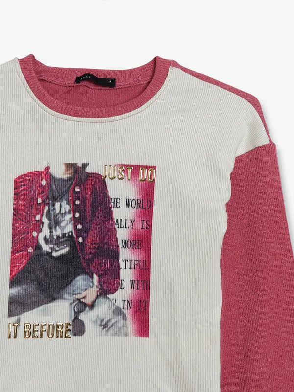 Deal white and pink cotton sweatshirt