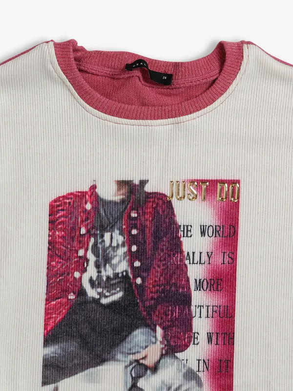 Deal white and pink cotton sweatshirt