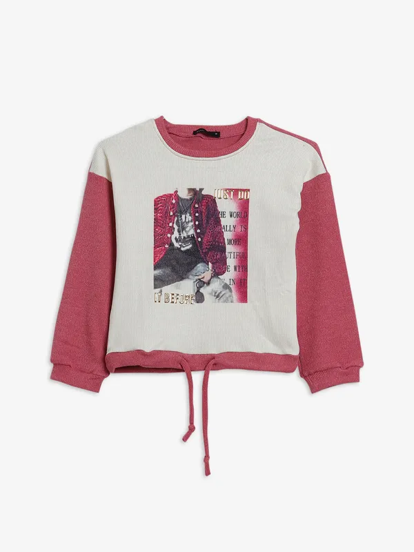 Deal white and pink cotton sweatshirt