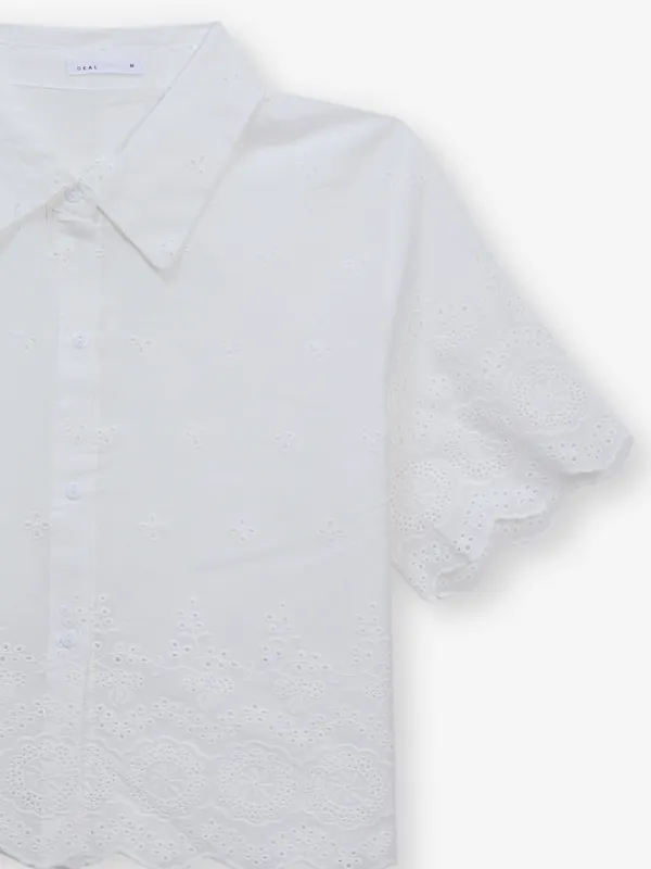DEAL white cotton casual half sleeves top