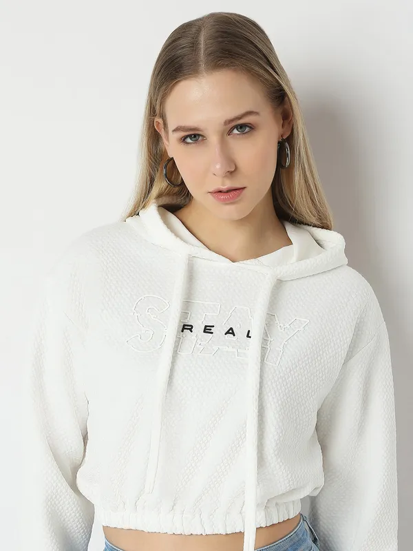 DEAL white crop top style hoodie for women