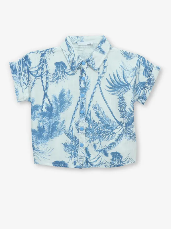 DEAL white printed cotton girl crop top