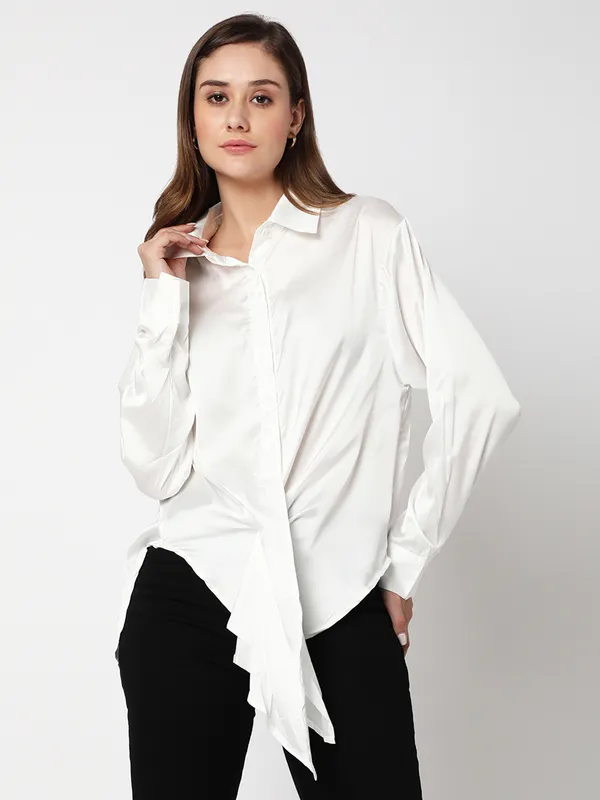 Deal white satin plain shirt
