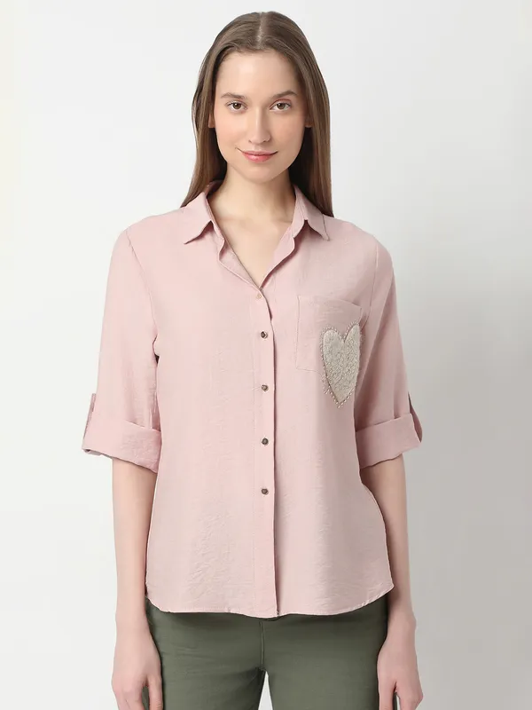 DEAL women silk pink top
