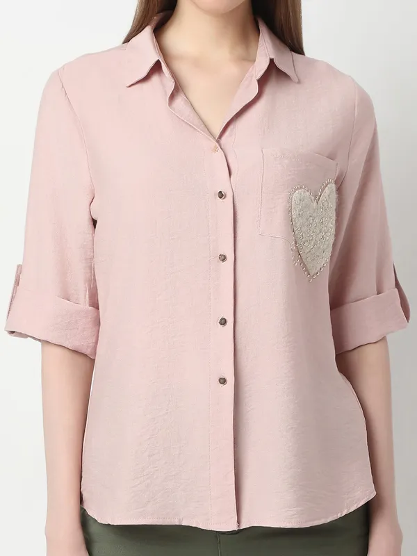 DEAL women silk pink top