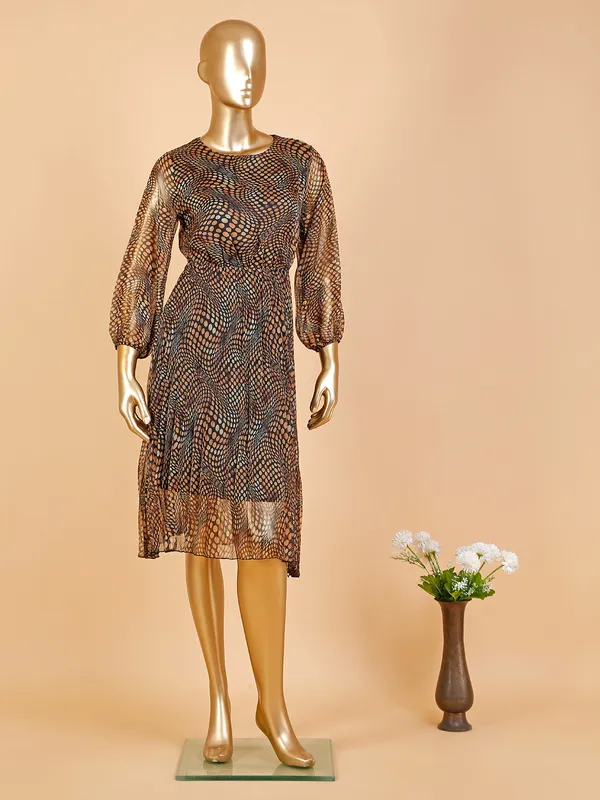 Deal yellow and black printed dress