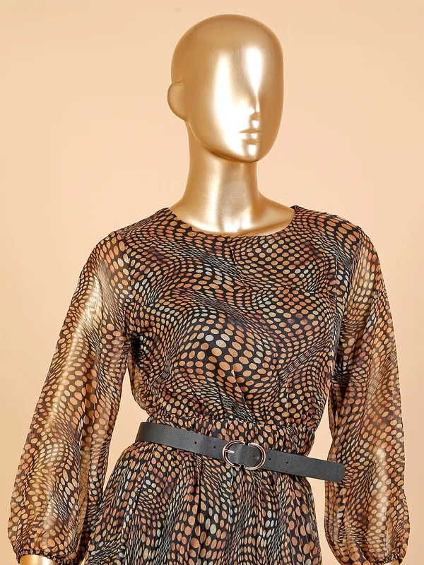 Deal yellow and black printed dress