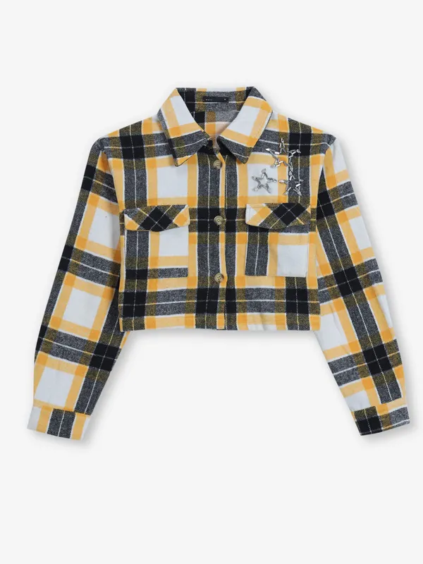 DEAL yellow cotton crop shirt