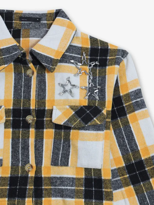 DEAL yellow cotton crop shirt