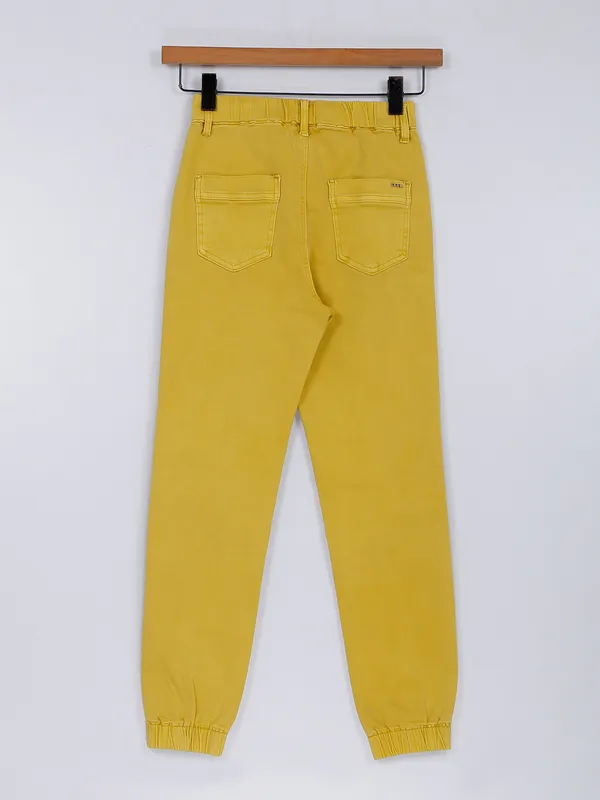 Deal yellow denim joggers