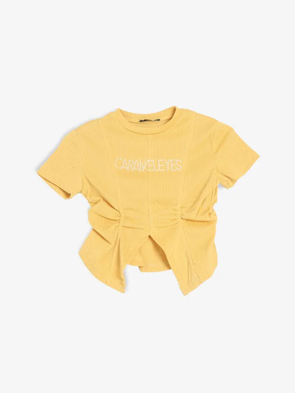DEAL yellow half sleeves crop top