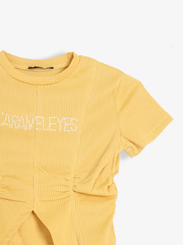 DEAL yellow half sleeves crop top