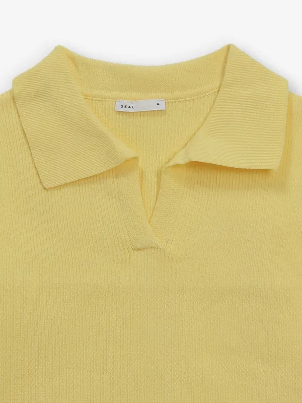 DEAL yellow plain knitted crop top