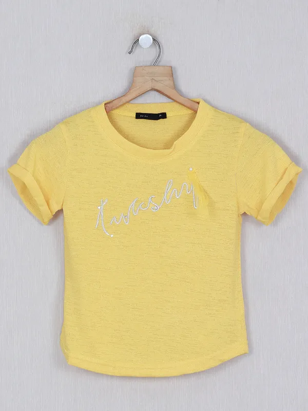 Deal yellow printed top in cotton