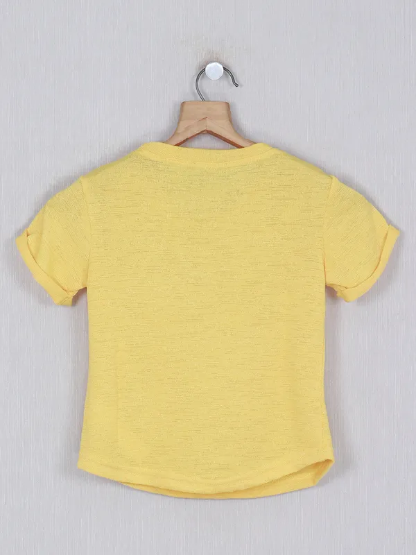 Deal yellow printed top in cotton