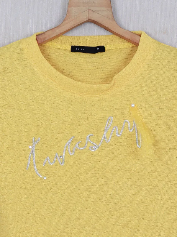 Deal yellow printed top in cotton
