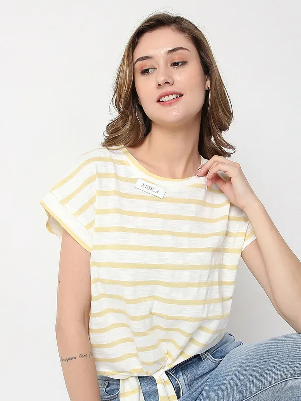 Deal yellow stripe cotton top