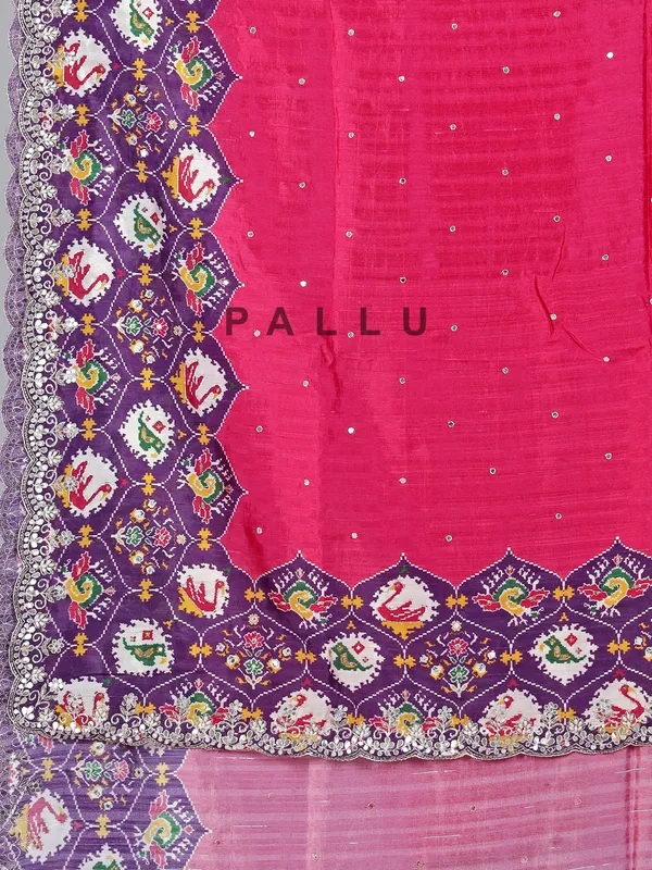 Deep pink pashmina silk wedding wear saree