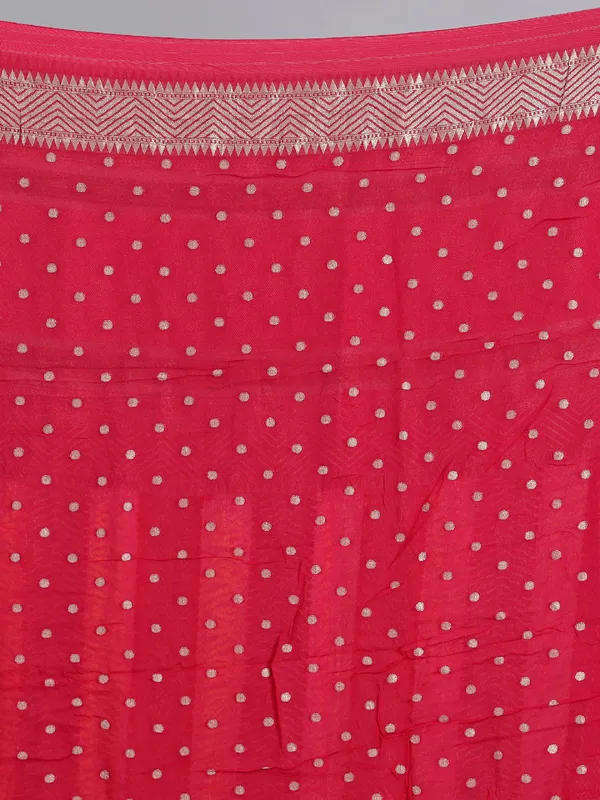 Deep pink printed georgette saree