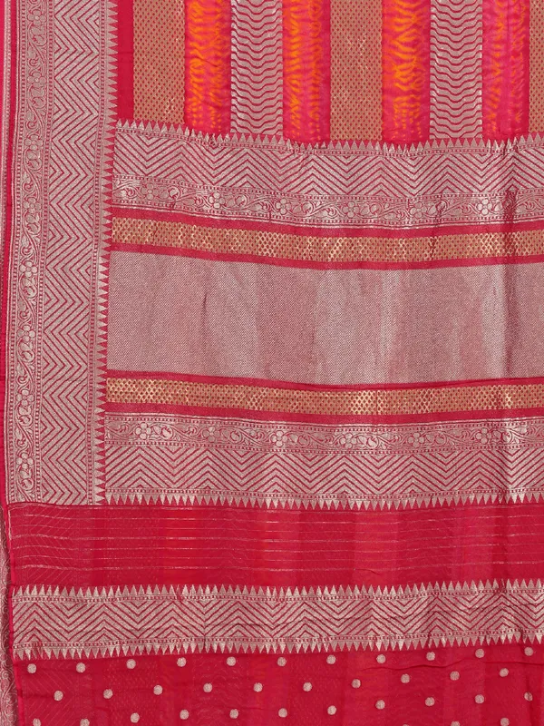 Deep pink printed georgette saree