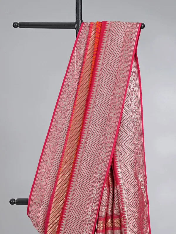 Deep pink printed georgette saree