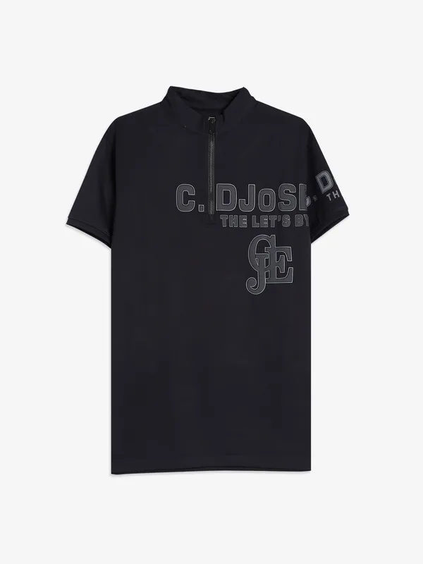 DeePee black cotton printed t shirt
