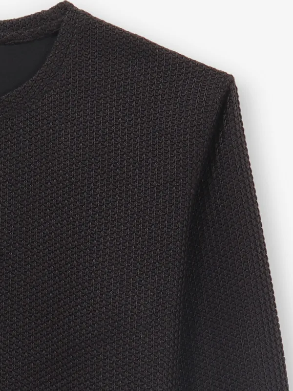 DEEPEE black plain knitted t-shirt