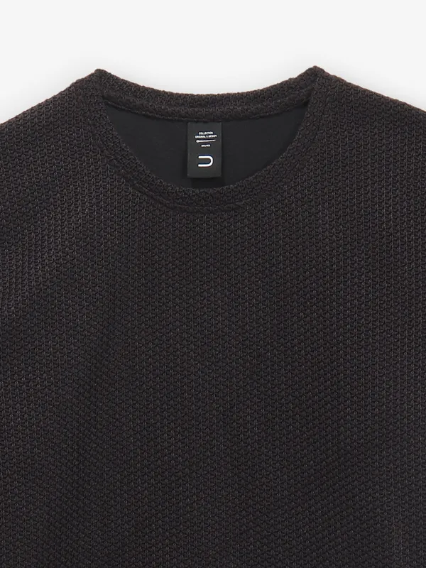 DEEPEE black plain knitted t-shirt