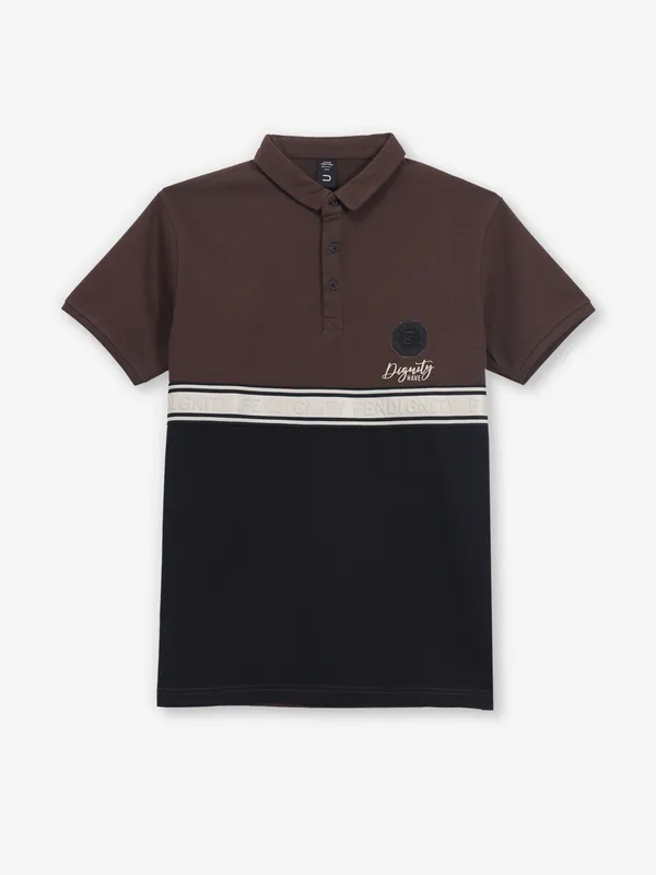 DEEPEE brown and black color block t-shirt