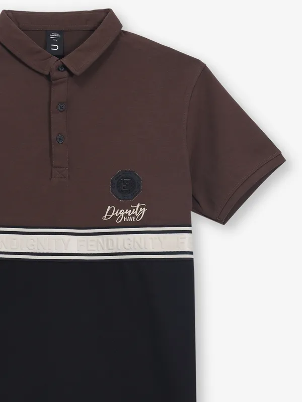 DEEPEE brown and black color block t-shirt