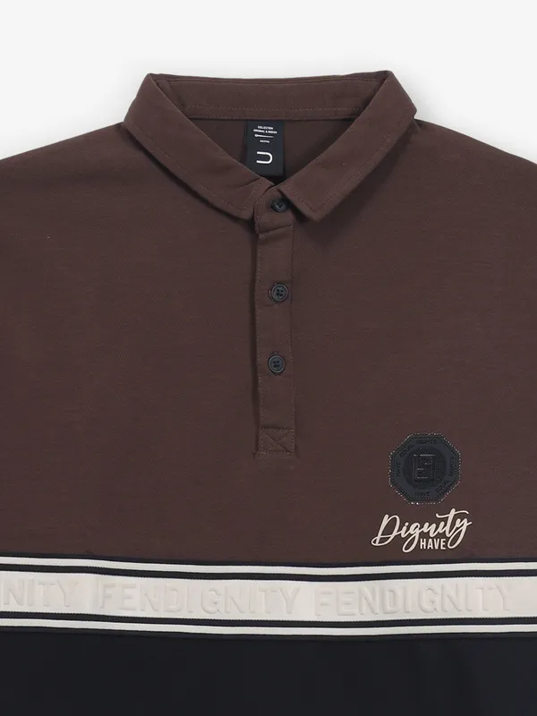DEEPEE brown and black color block t-shirt