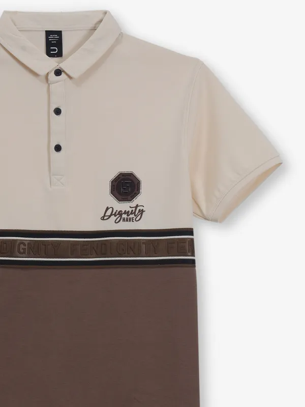 DEEPEE brown and cream cotton t-shirt