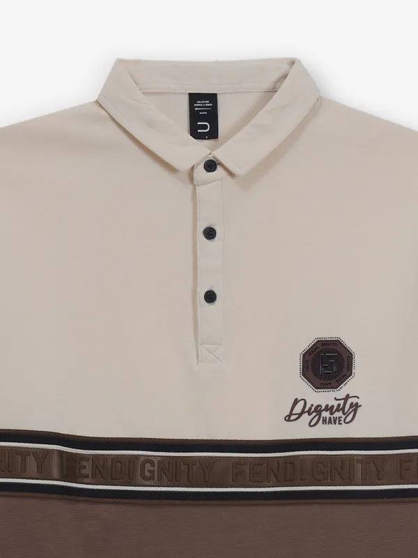 DEEPEE brown and cream cotton t-shirt