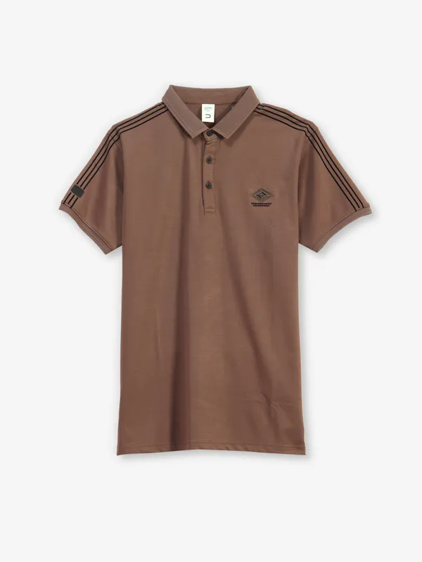 DEEPEE brown cotton polo t-shirt