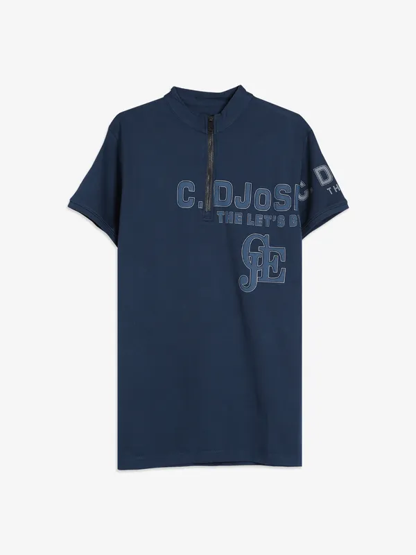 DeePee cotton navy printed t shirt