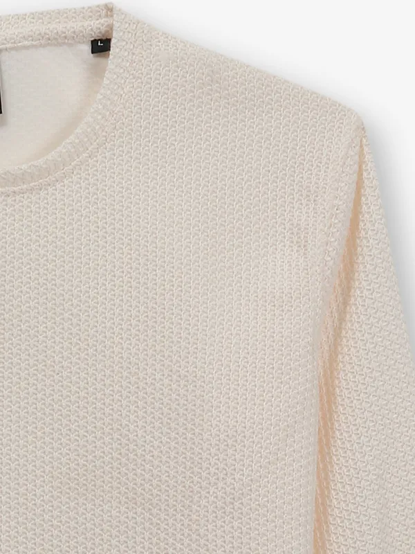 DEEPEE cream plain knitted t-shirt