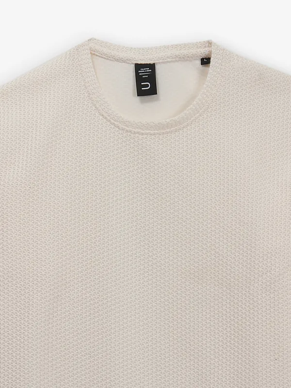 DEEPEE cream plain knitted t-shirt
