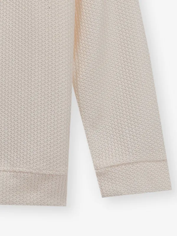 DEEPEE cream plain knitted t-shirt