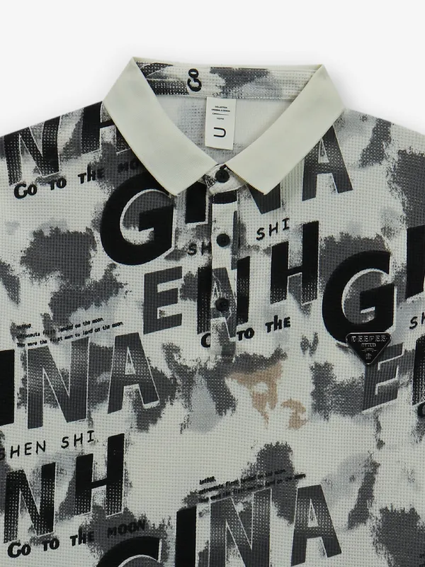 DEEPEE cream printed cotton t-shirt