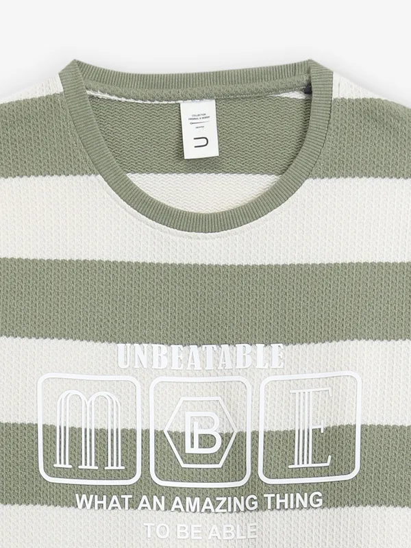 DEEPEE green and olive stripe t-shirt
