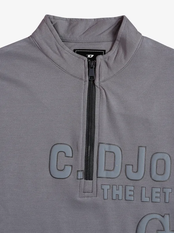DeePee grey cotton printed t shirt