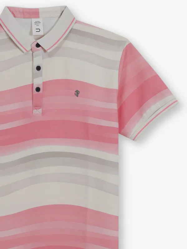 DEEPEE pink printed cotton t-shirt for men