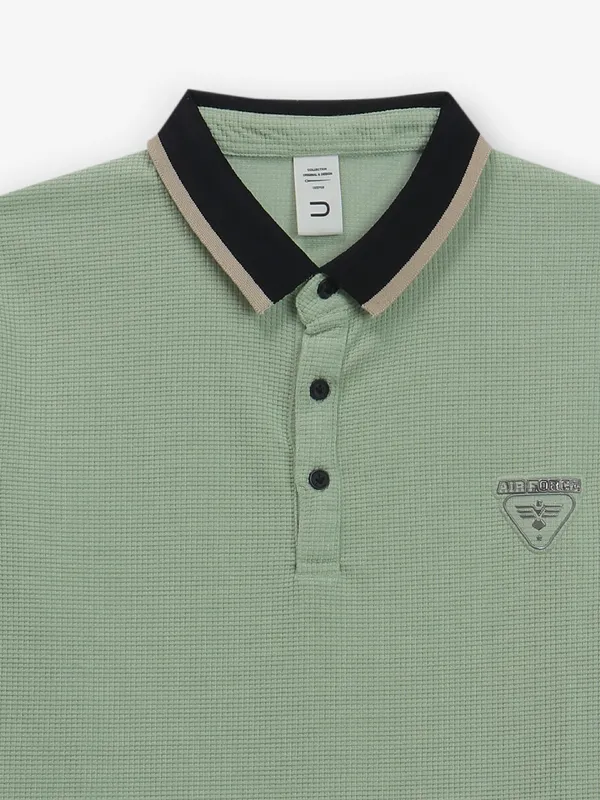 DEEPEE pista green cotton polo t-shirt
