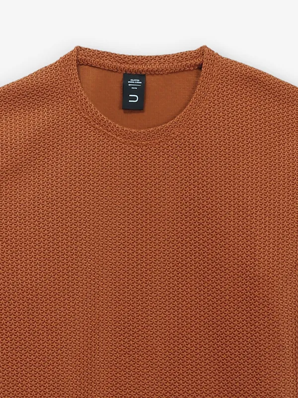 DEEPEE plain brown knitted t-shirt